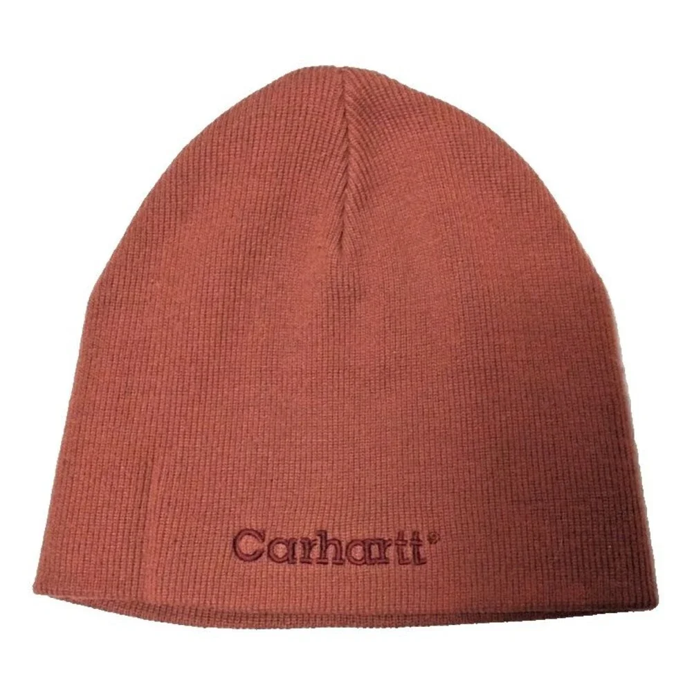 Vintage Y2K Carhartt Beanie Salmon Red Knit Cap/Hat-One Size